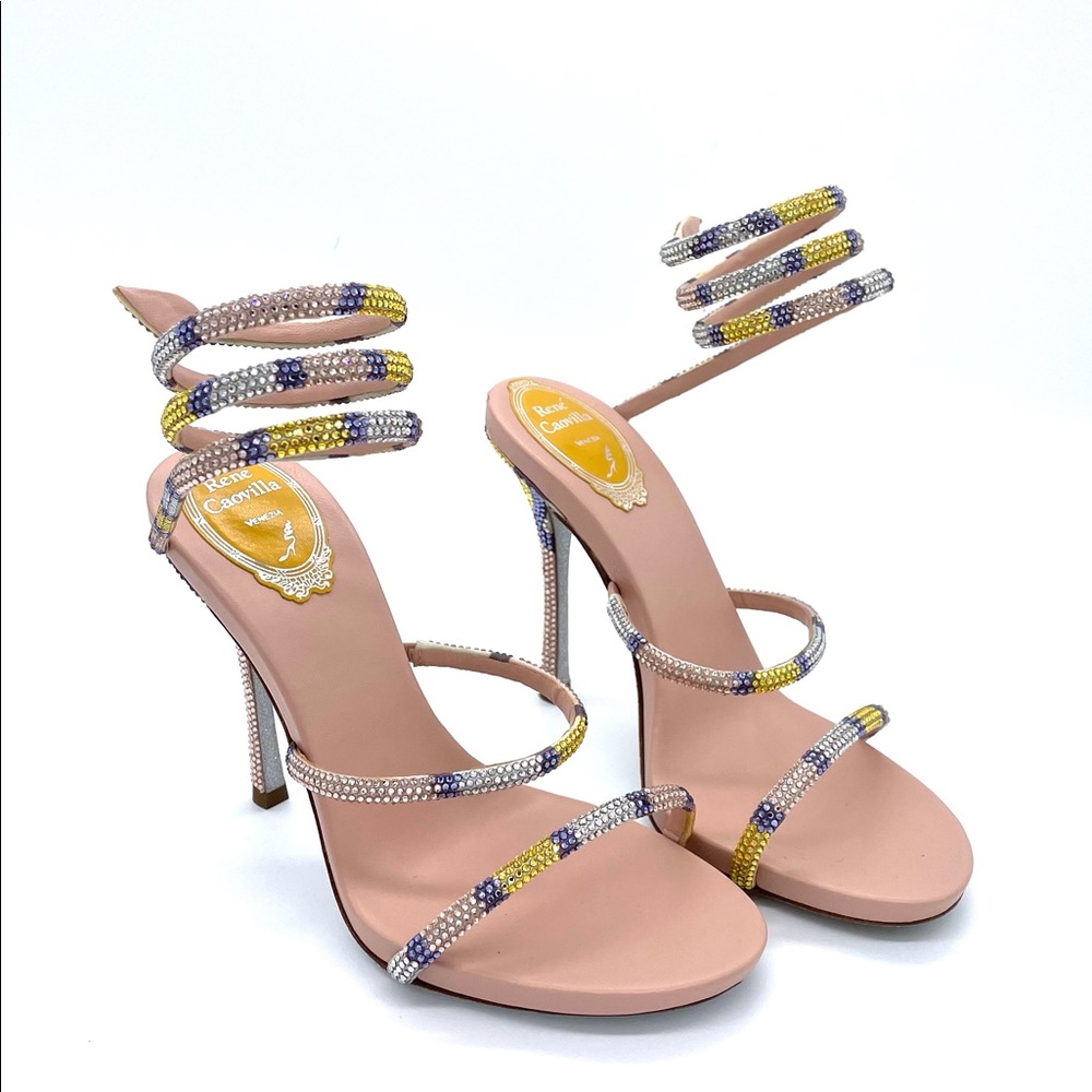 90% New Rene Caovilla 36.5 100mm Crystal Heels this fits small though close to 6